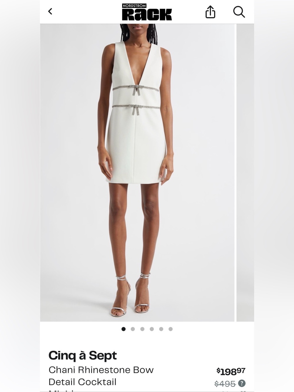 Cinq a Sept Chani Rhinestone Bow Detail Cocktail Mini Dress
